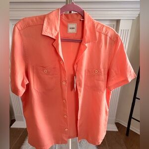 Men’s Short-Sleeve Button-Up Shirt - Coral Pink